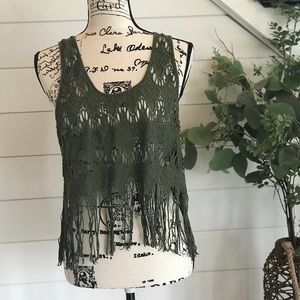 INTIMATELY FREE PEOPLE Green Lace Crop Top - small